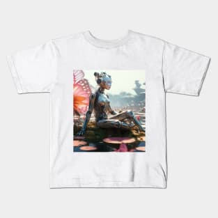 Robot & Water Lilies Kids T-Shirt